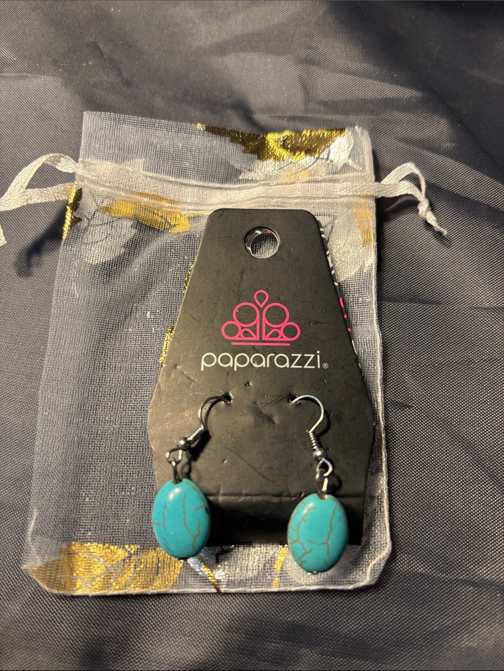 Paparazzi Turquoise Veined Oval Drop Earrings